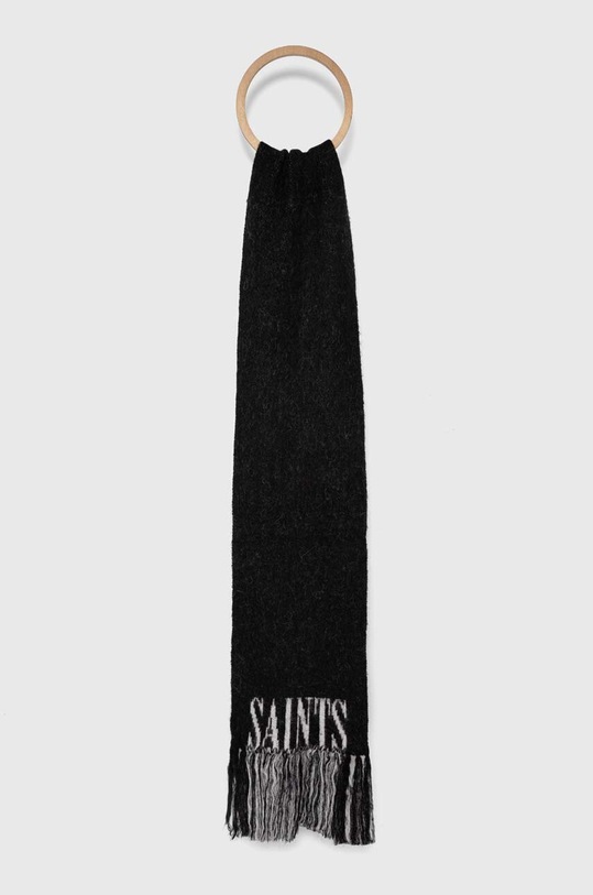 AllSaints szalik wełniany tkanina czarny AS101365