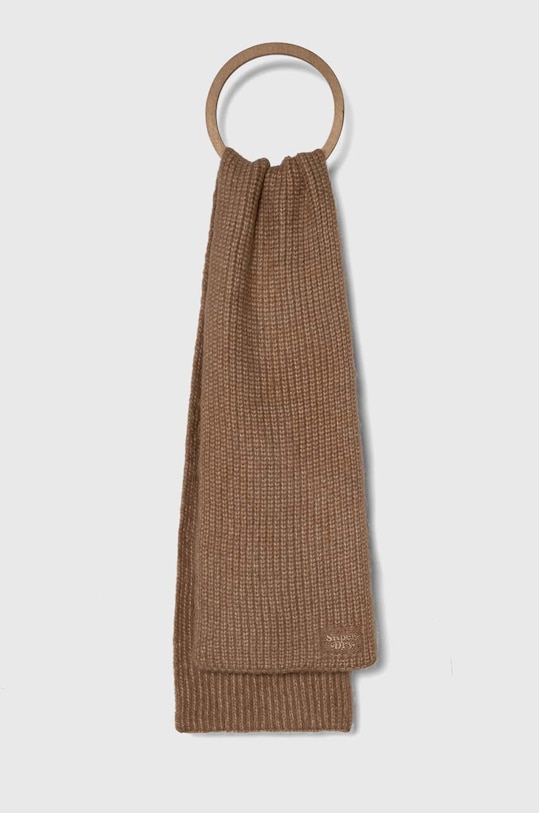 Superdry szalik z domieszką wełny dzianina beżowy W9310069A.1JL