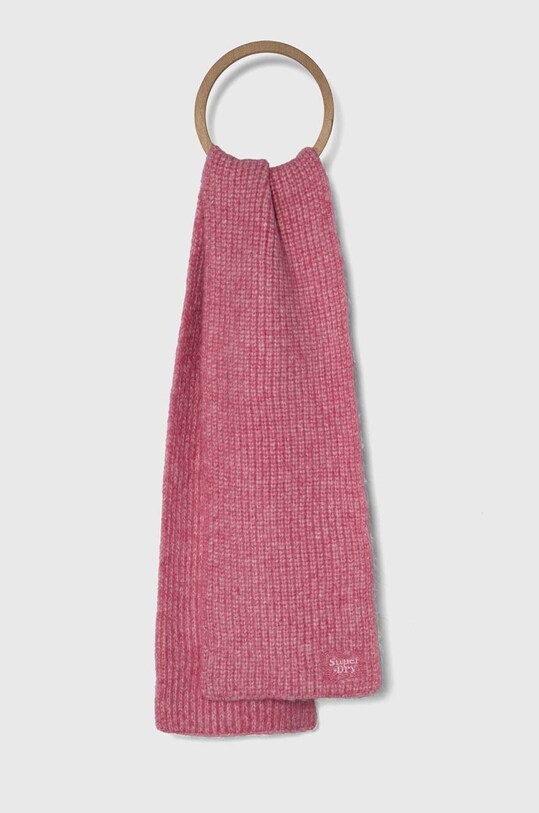 Superdry szalik z domieszką wełny dzianina różowy W9310069A.1JM