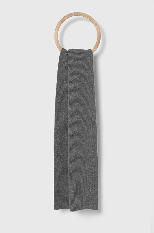 Calvin Klein szalik z domieszką wełny dzianina szary K60K611128
