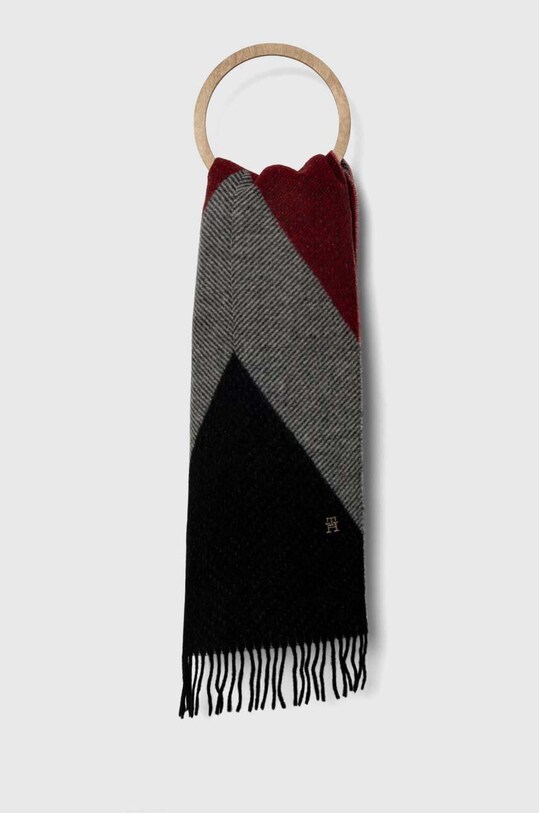 Μάλλινο κασκόλ Tommy Hilfiger μαλλί γκρί AW0AW15354