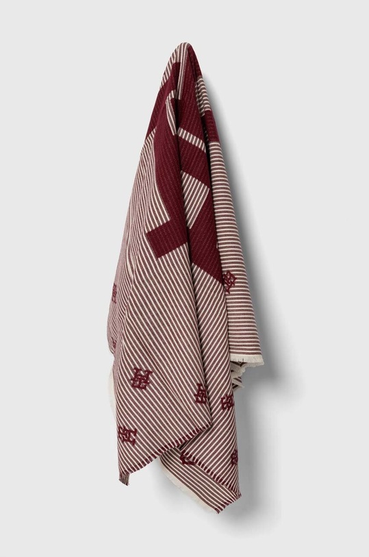 Tommy Hilfiger chusta z domieszką wełny dzianina bordowy AW0AW15918