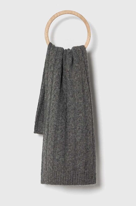 Šál s prímesou vlny Lauren Ralph Lauren s prímesou vlny sivá 454927160