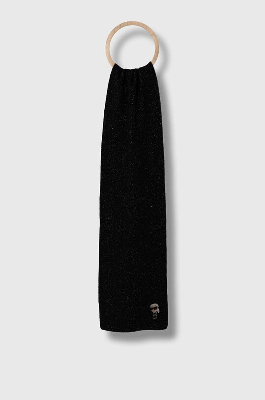 Μάλλινο κασκόλ Karl Lagerfeld μαλλί μαύρο 236W3301