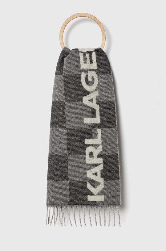 Karl Lagerfeld szalik wełniany wełna szary 236W3304