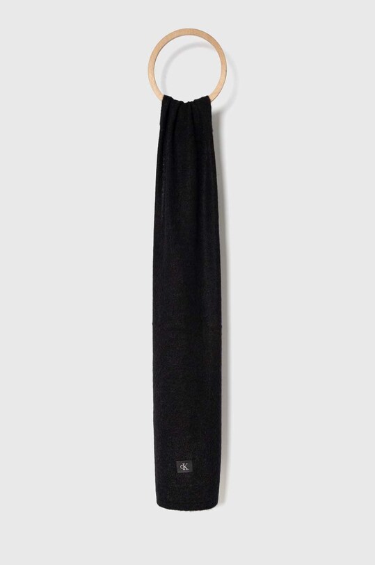 Μάλλινο κασκόλ Calvin Klein Jeans μαλλί μαύρο K60K611264