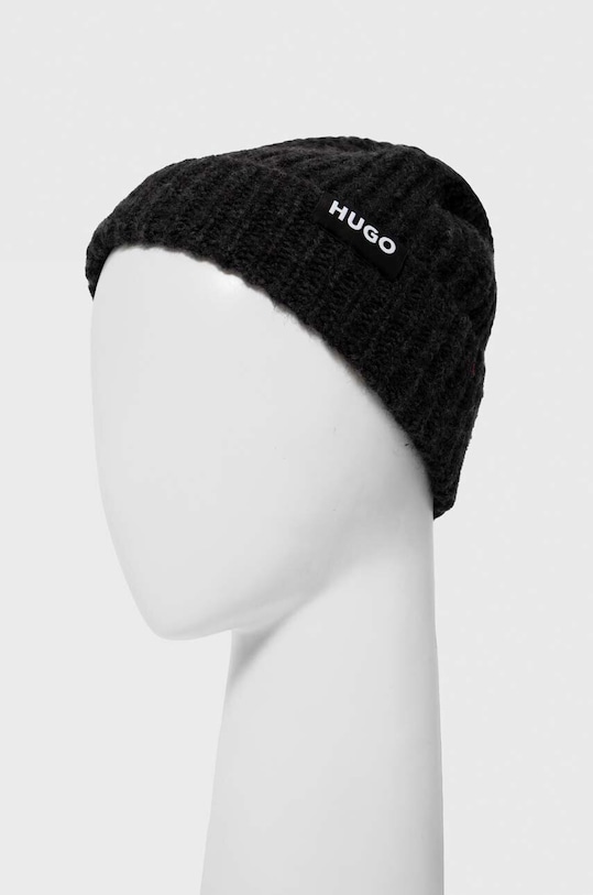 HUGO czapka i szalik wełniany czarny 50501504