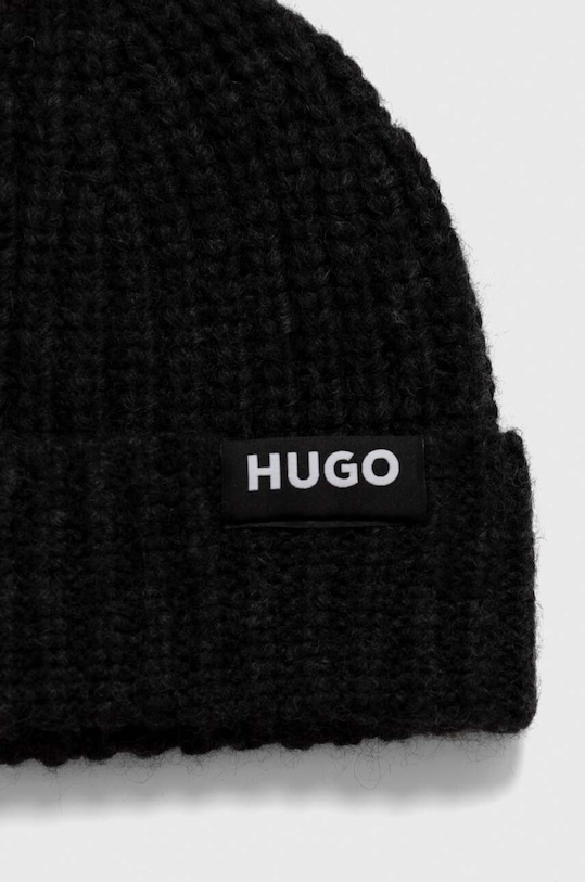HUGO czapka i szalik wełniany 50501504 czarny