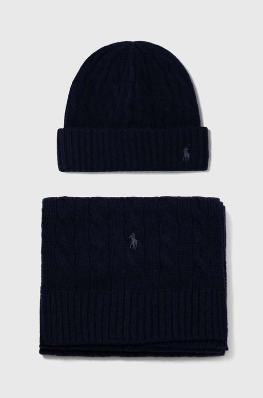 Κασμίρ και κασκόλ Polo Ralph Lauren μαλλί μπλε 449923696
