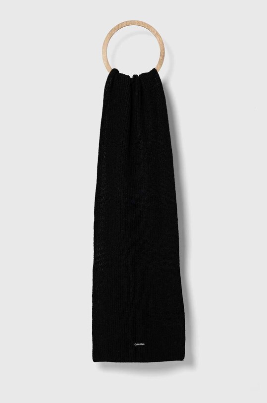 Vlnený šál Calvin Klein melanž čierna K50K510995