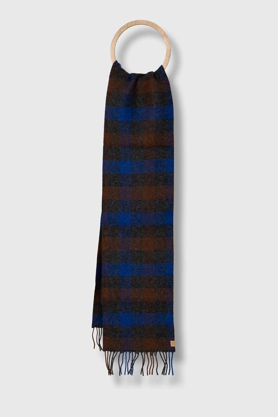 Woolrich szalik wełniany Wool Buffalo Check Scarf wełna granatowy CFWOAC0234MRUT3237