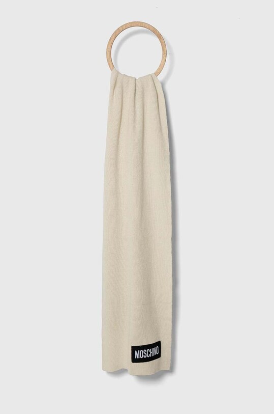Moschino szalik kaszmirowy dzianina beżowy M5738.50215