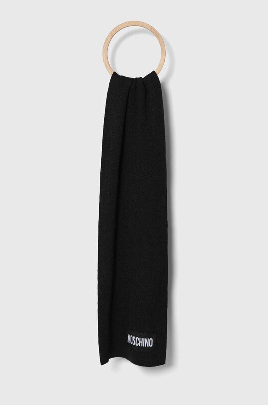 Moschino szalik kaszmirowy dzianina czarny M5738.50215