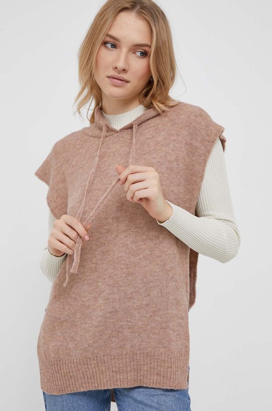 Γιλέκο από μείγμα μαλλιού Sisley λεπτό μπεζ 103WMU00L.7K3