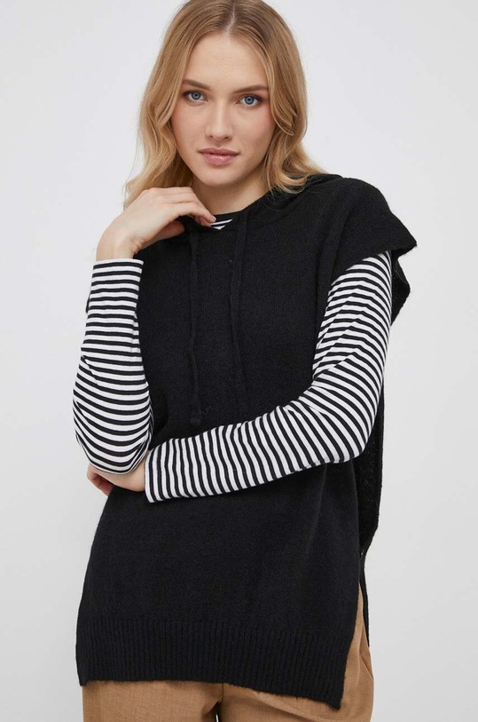 Γιλέκο από μείγμα μαλλιού Sisley λεπτό μαύρο 103WMU00L.700