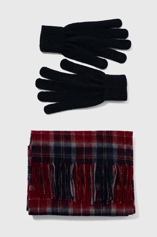 Barbour fular și mănuși Tartan Scarf & Glove Gift Set cu modele bleumarin MGS0018