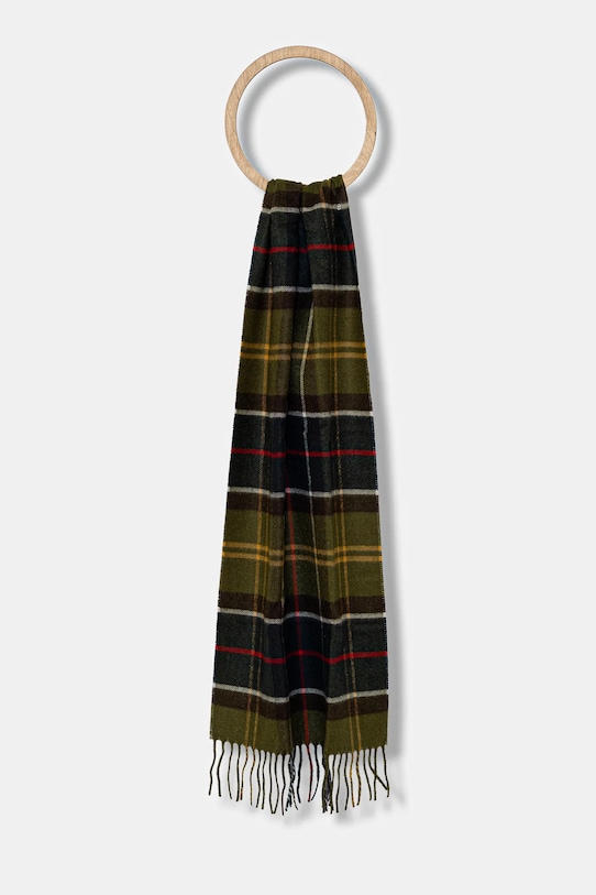 Barbour szalik z domieszką wełny tkanina zielony USC0324