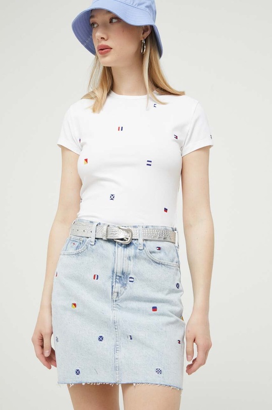 Tommy Jeans spódnica jeansowa wzorzyste niebieski DW0DW16318