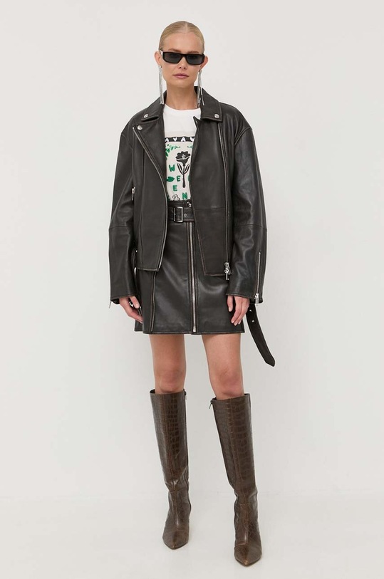 Weekend Max Mara fusta de piele 2354060139600 negru AW23