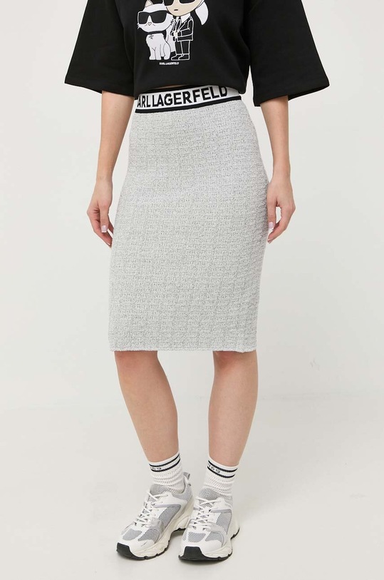 Sukňa Karl Lagerfeld pletenina sivá 235W1204