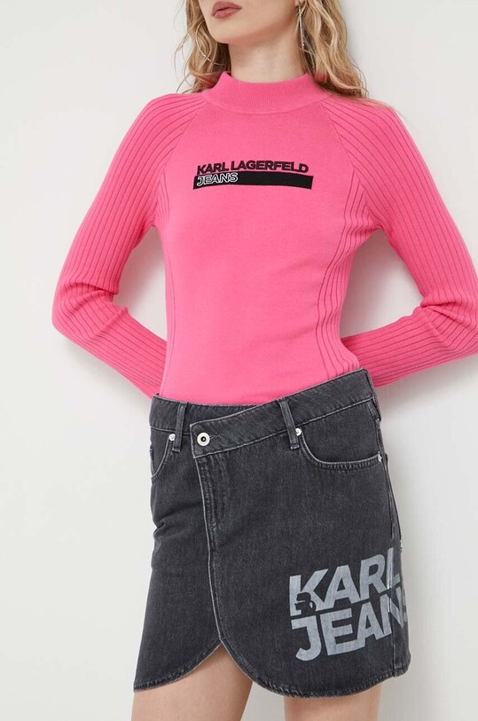 Karl Lagerfeld Jeans spódnica jeansowa nadruk czarny 235J1200