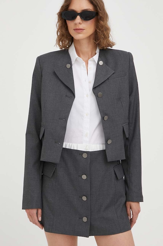 Remain spódnica z domieszką wełny tkanina szary 500361514