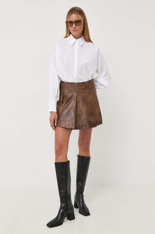 Remain bőr szoknya hullámos barna 500943406