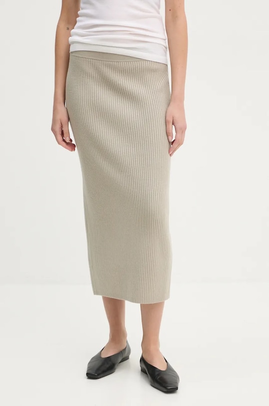 Вовняна спідниця Drykorn midi бежевий 66412.420002