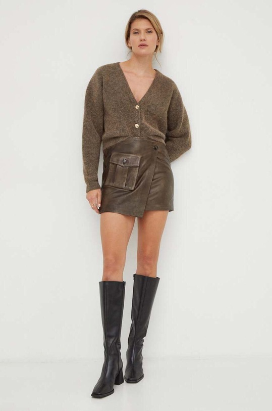 Herskind spódnica skórzana 4967960 brązowy AW23