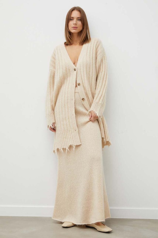 Herskind spódnica wełniana casual beżowy 4924970