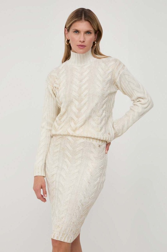 Sukňa s prímesou vlny Guess pletenina béžová W3BD86.Z3A50