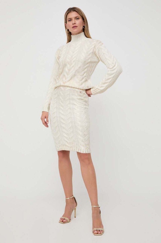 Sukňa s prímesou vlny Guess W3BD86.Z3A50 béžová AW23