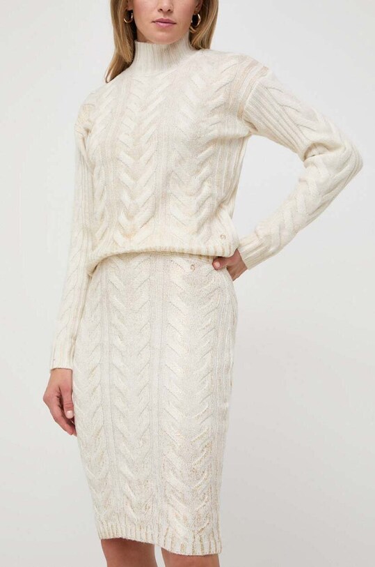 Guess spódnica z domieszką wełny beżowy W3BD86.Z3A50