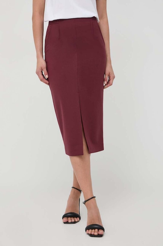 Patrizia Pepe spódnica z domieszką wełny z elastanem bordowy 2G0946.A1PH