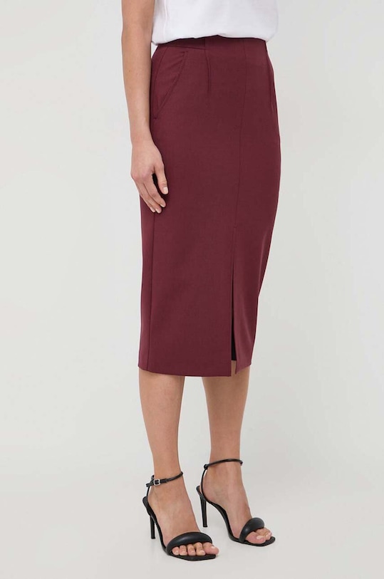 Patrizia Pepe spódnica z domieszką wełny bordowy 2G0946.A1PH