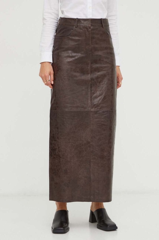 Gestuz fusta de piele 10908393 maro AW23