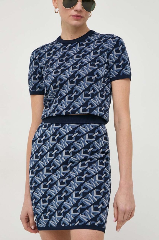 Sukňa MICHAEL Michael Kors s elastanom tmavomodrá MR470BM9Z6