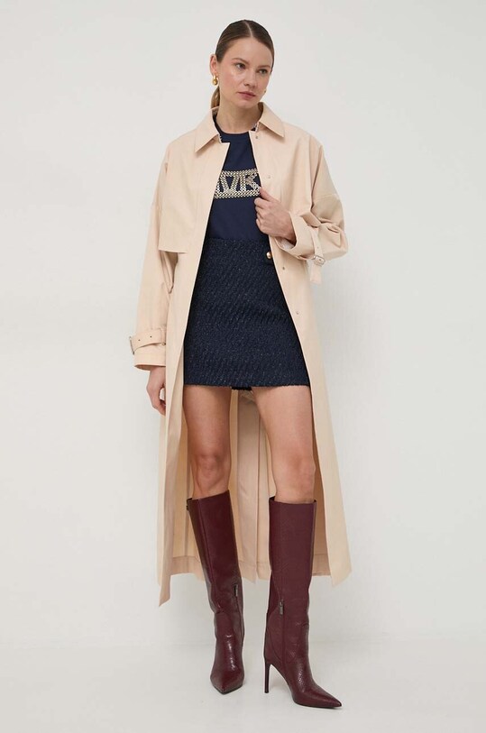 Sukňa s prímesou vlny MICHAEL Michael Kors MR470CLAER tmavomodrá SS24