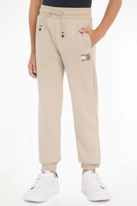 Detské tepláky Tommy Hilfiger pletenina béžová KB0KB08475.128.176.9BYX