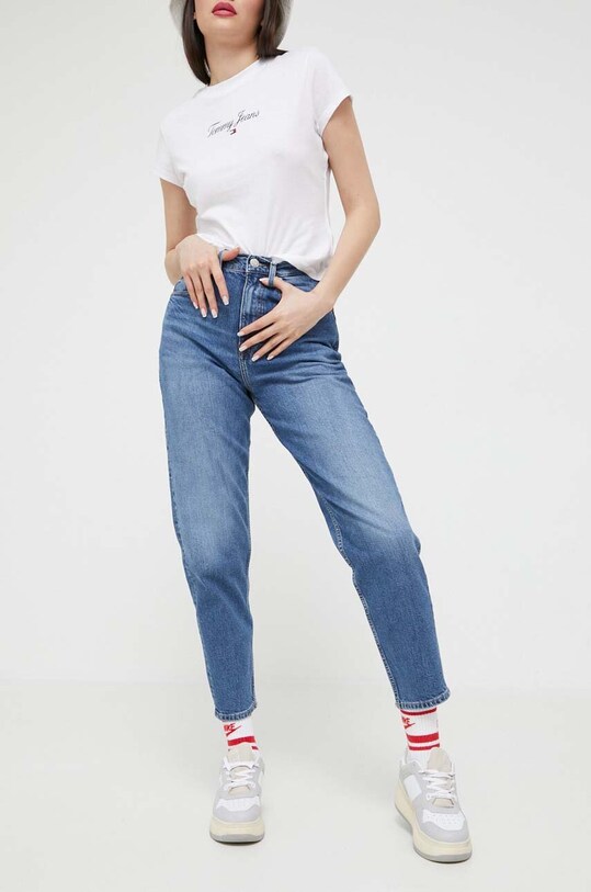 Tommy Jeans jeansy MOM JEAN Planet friendly granatowy DW0DW16017