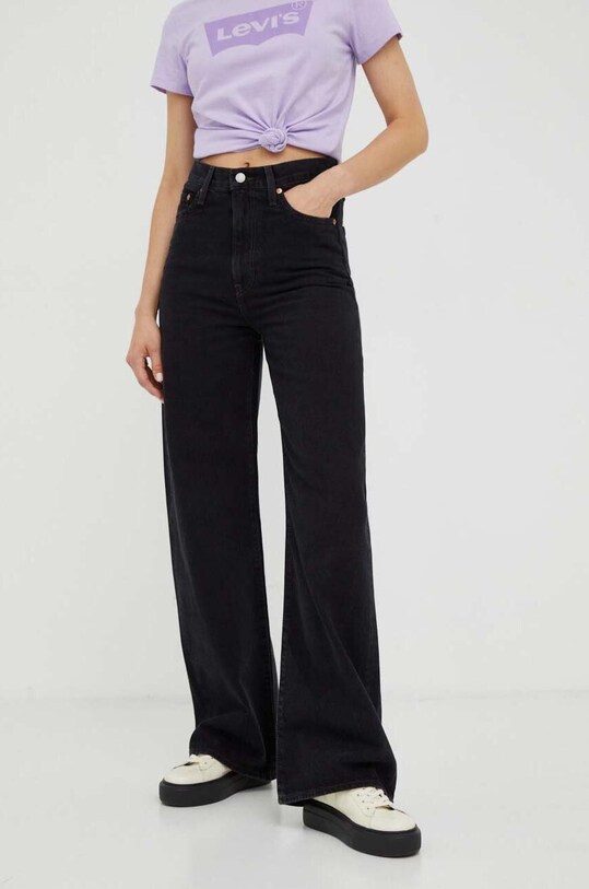 Levi's jeansy RIBCAGE WIDE LEG Planet friendly czarny A6081.0001