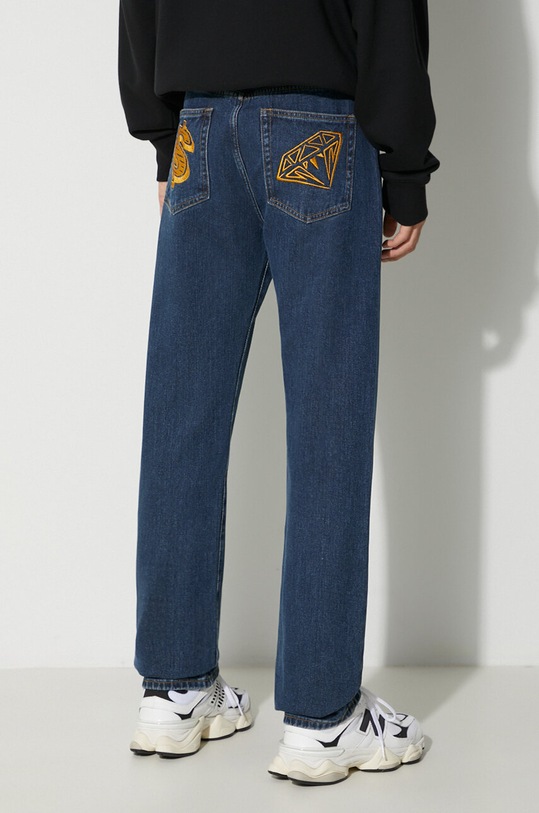 Ρούχα Τζιν παντελόνι Billionaire Boys Club DIAMOND & DOLLAR EMBROIDERED DENIM PANTS B23312 σκούρο μπλε