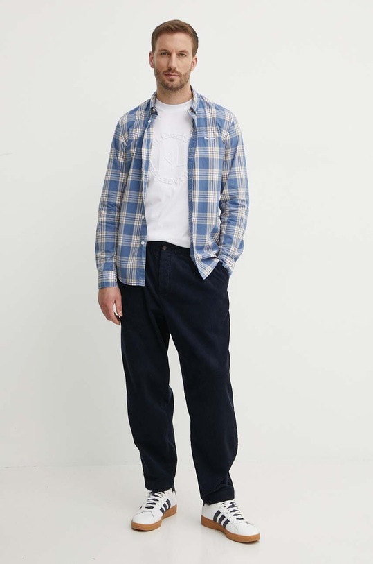 Universal Works spodnie sztruksowe PLEATED TRACK PANT 29519 granatowy AW23