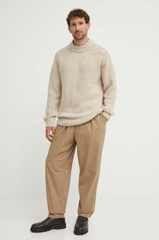 Universal Works pamut nadrág Pleated Track Pant 29523 bézs AW23