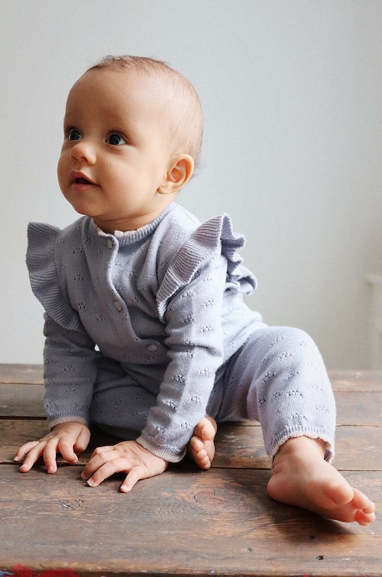 Ολόσωμη φόρμα μωρού Konges Sløjd πλεκτό ύφασμα γκρί KS6172