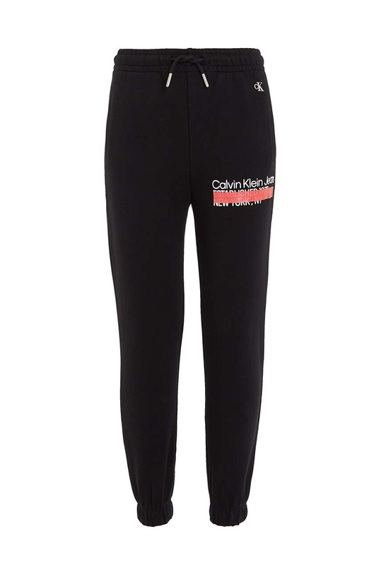 Παιδικό βαμβακερό παντελόνι Calvin Klein Jeans IB0IB01682.9BYX μαύρο AW23