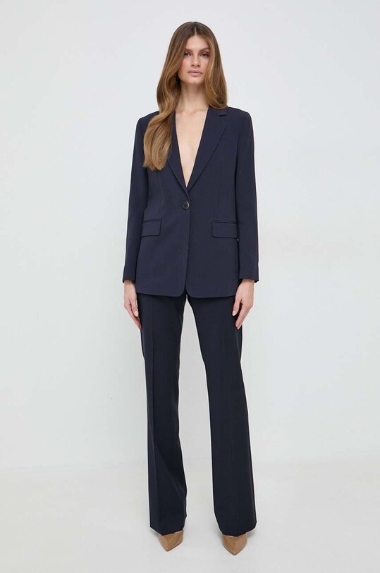 Μάλλινα παντελόνια BOSS 50490488 σκούρο μπλε AW23