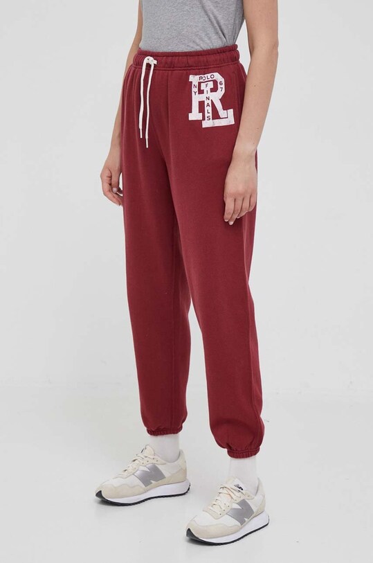 Παντελόνι φόρμας Polo Ralph Lauren πλεκτό ύφασμα μπορντό 211910181