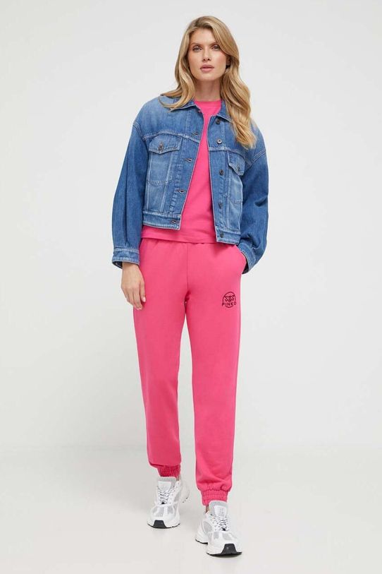 Pinko spodnie dresowe bawełniane 100371.A162 różowy AW23