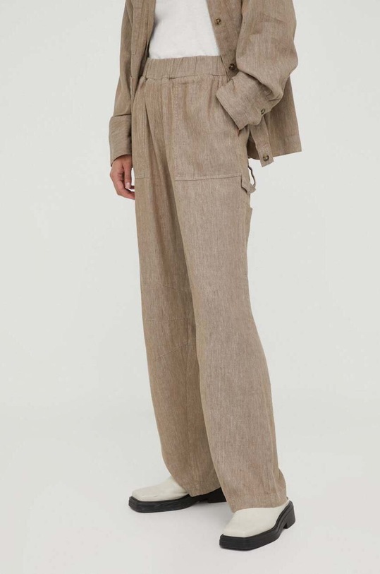 Ľanové nohavice Herskind Sanne 4835971 hnedá AW23
